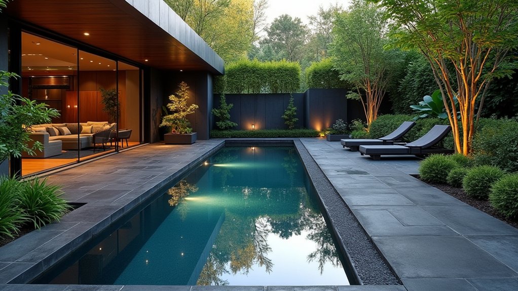 21 Fresh Pool Deck Color Ideas That Make a Statement sleek slate black sophistication