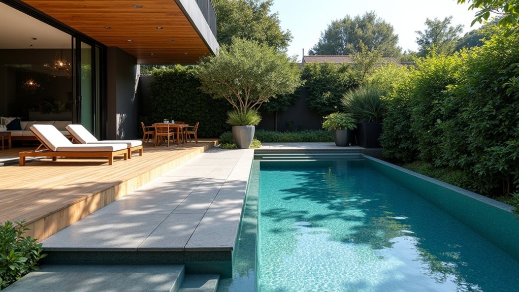 19 Cool Above Ground Pool Half Deck Ideas for Budget-Friendly Builds sleek unobstructed glass deck