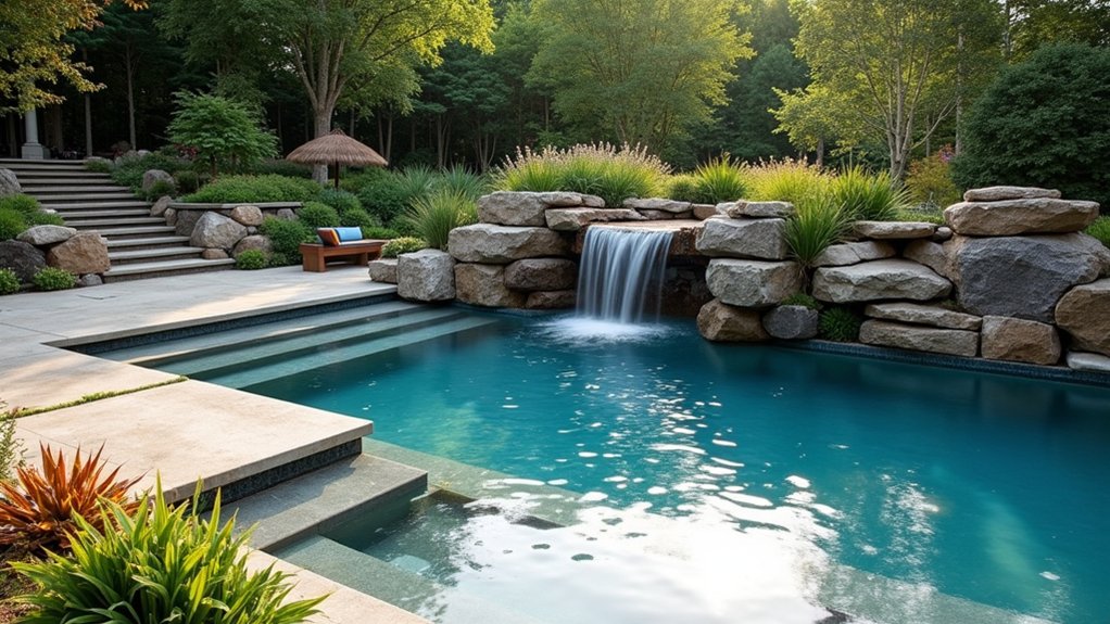 20 Concrete Pool Ideas That Are Built to Last soothing integrated water features
