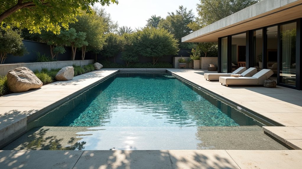 20 Pool Ideas With Zero Entry Designs for Effortless Access sophisticated minimalist pool design