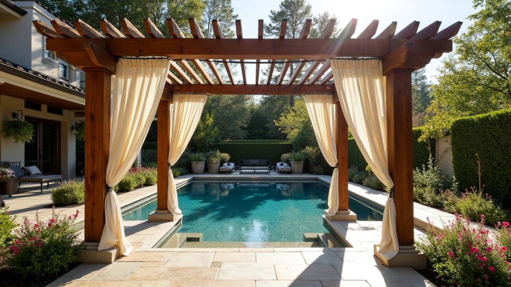 21 Smart Above Ground Pool Deck Ideas Attached to House Designs That Flow sophisticated poolside pergola oasis
