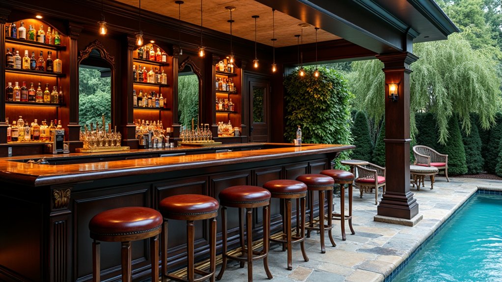 18 Pool Ideas With Bar Features for the Perfect Party Setup sophisticated traditional inviting atmosphere