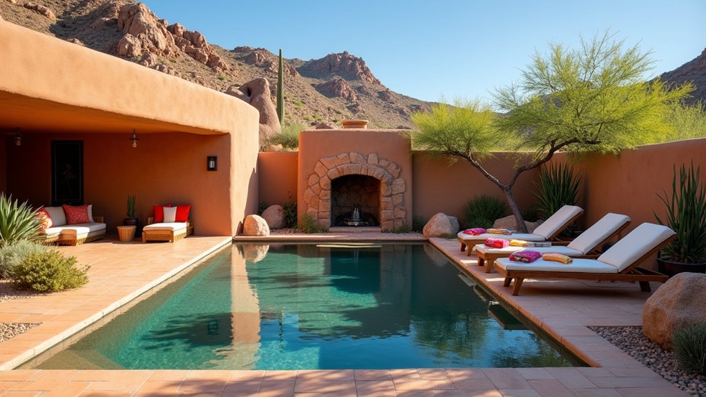 18 Bold Texas Pool Landscaping Ideas That Make a Statement southwestern inspired poolside retreat