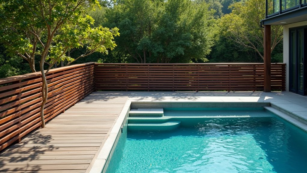 21 Safe and Stylish Pool Deck Railing Ideas to Frame Your View stylish minimalist pool railings