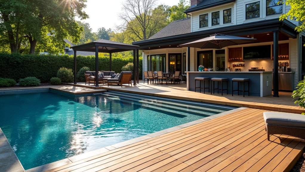 19 Stylish Above Ground Pool Deck Ideas That Elevate Your Backyard Look stylish outdoor cooking area
