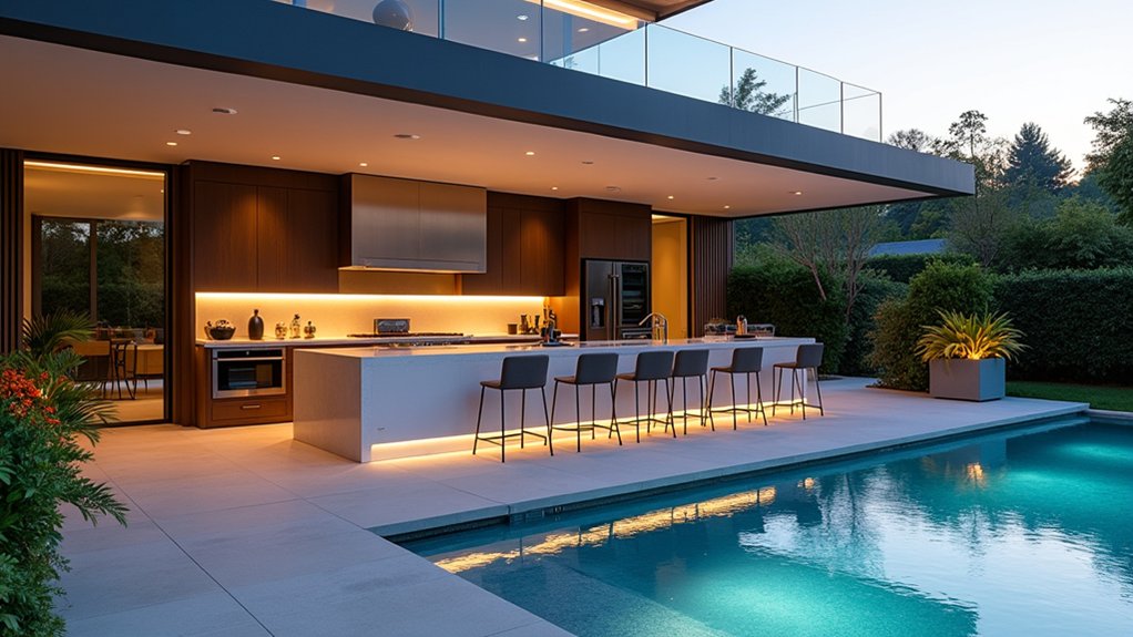 21 Inspiring Pool Deck Makeover Ideas You’ll Want to Try This Summer stylish outdoor culinary paradise