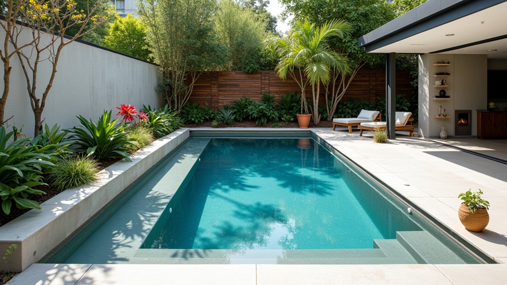 20 Clever Small Backyard Pool Landscaping Ideas That Maximize Space stylish outdoor storage solutions