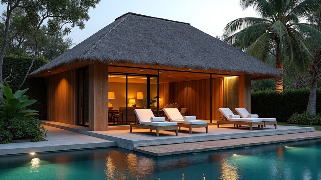 23 Modern Pool Design Ideas That Redefine Outdoor Living stylish poolside cabana retreat