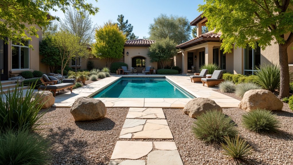 stylish poolside hardscaping elements