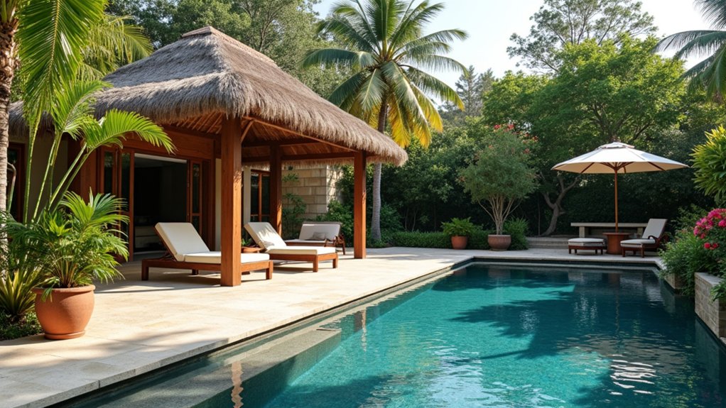 23 Seamless Pool Deck Extension Ideas for a Bigger Backyard Feel stylish poolside relaxation retreat