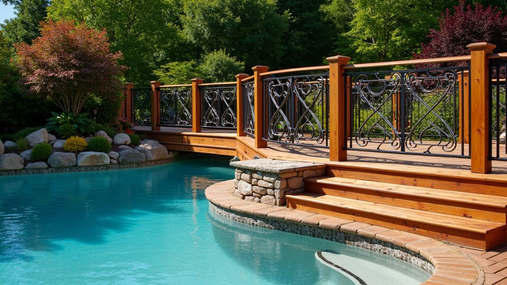 17 Clever DIY Pool Deck Above Ground on a Budget Projects That Work stylish safety with custom railings