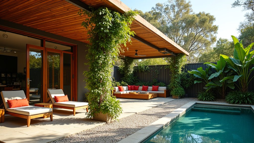 20 Breezy Australian Pool Landscaping Ideas for Laid-Back Vibes stylish shade for relaxation
