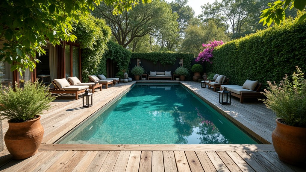 15 Rustic Pool Ideas for a Cozy Outdoor Escape stylish wooden pool retreat
