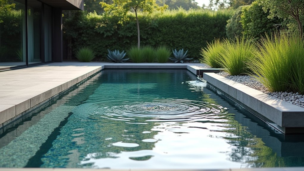 18 Sleek Minimalist Pool Landscaping Ideas That Keep It Simple subtle serene water features