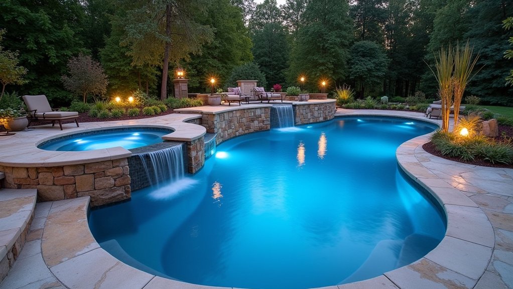 18 Pool Ideas With Hot Tub Features for Total Relaxation sunken spa oasis retreat