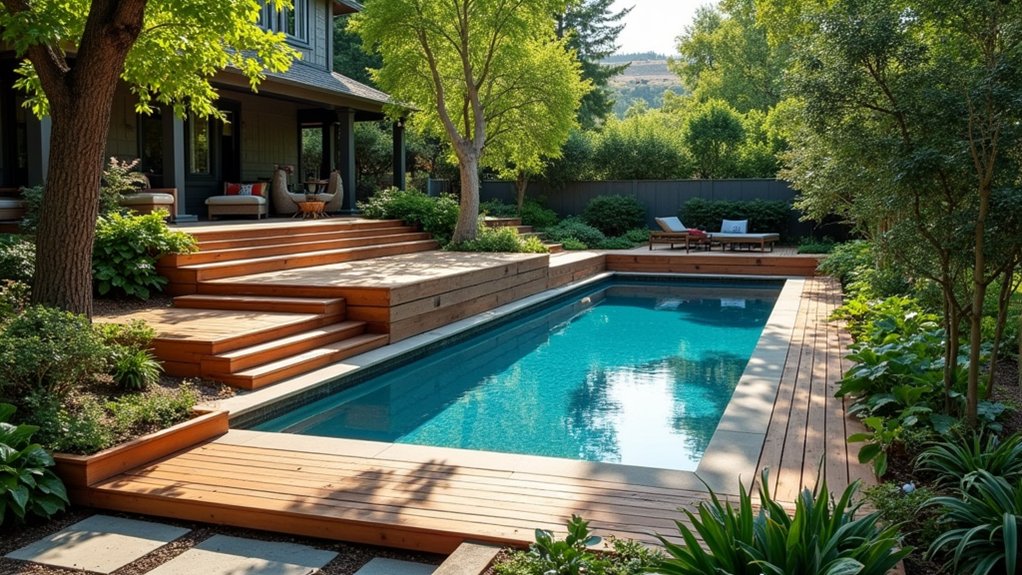 17 Bold Above Ground Pool Deck Multi Level Designs That Add Dimension sustainable elegance for pools