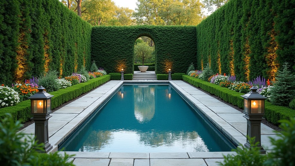 20 Elegant Pool Landscaping Design Ideas That Feel Effortless symmetrical pool design harmony