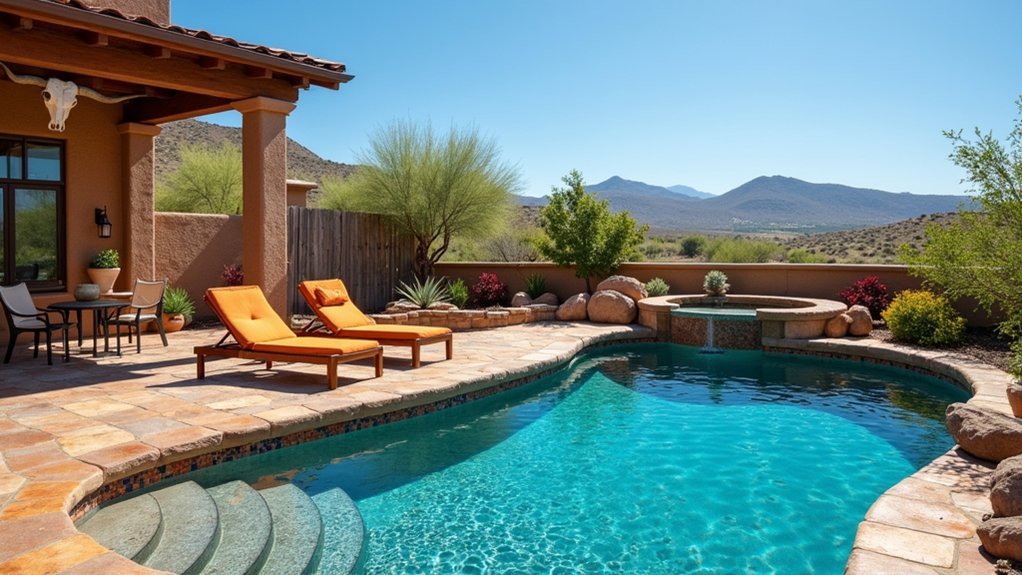 18 Bold Texas Pool Landscaping Ideas That Make a Statement texas longhorn poolside retreat