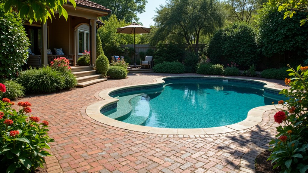 23 Smart Pool Landscaping With Pavers That Upgrade Your Walkways timeless brick paver charm