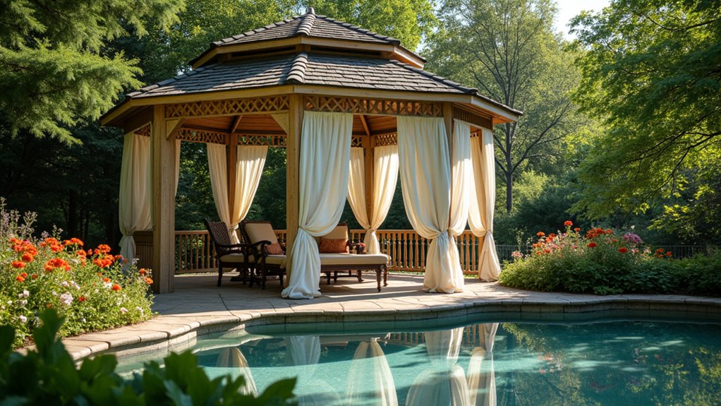 19 Airy Pool Deck Gazebo Ideas That Invite You to Lounge timeless elegance by poolside