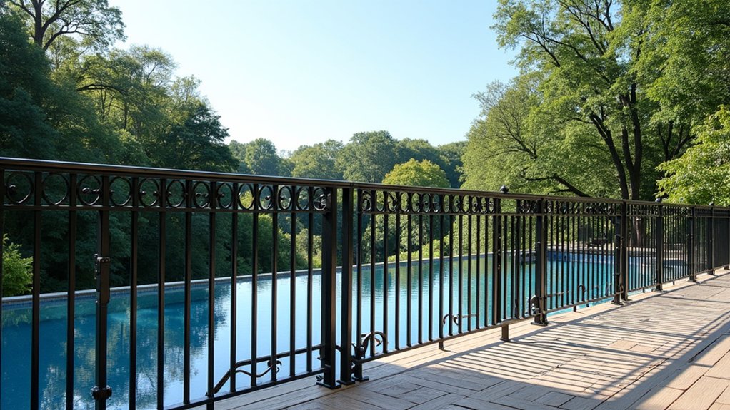 21 Safe and Stylish Pool Deck Railing Ideas to Frame Your View timeless elegance for safety