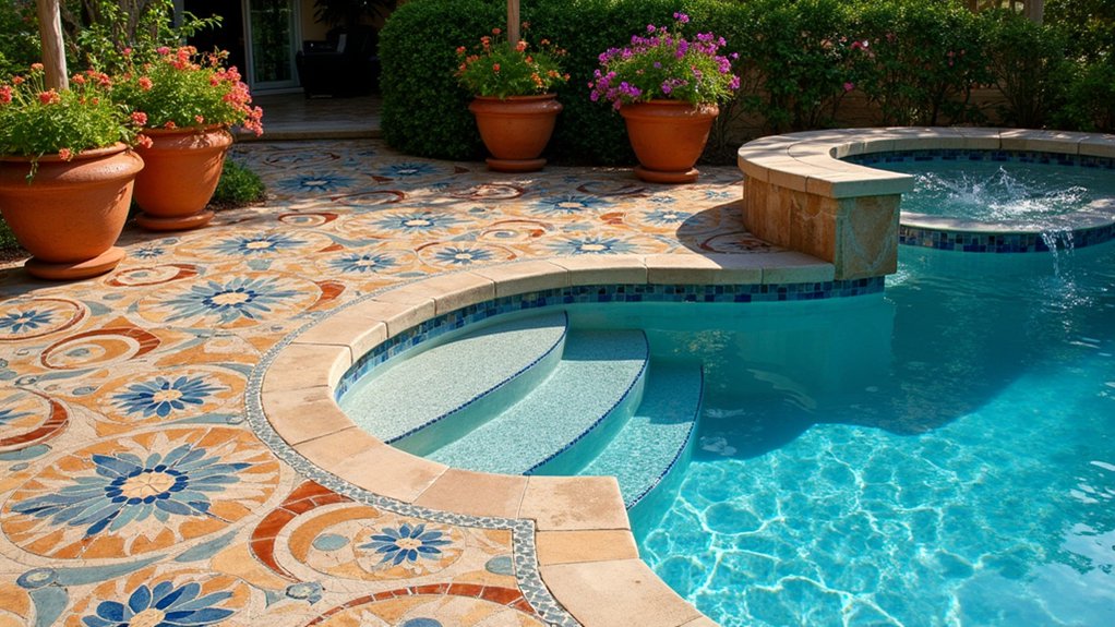 23 Beautiful Pool Deck Ideas Inground Pavers for a Polished Look timeless elegance in mosaics