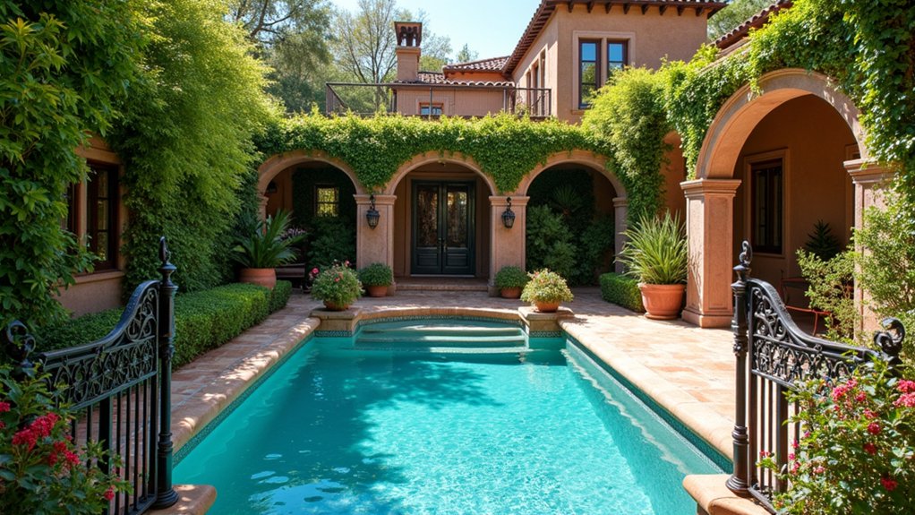 20 Elegant Mediterranean Pool Landscaping Ideas Full of Timeless Charm timeless mediterranean wrought iron