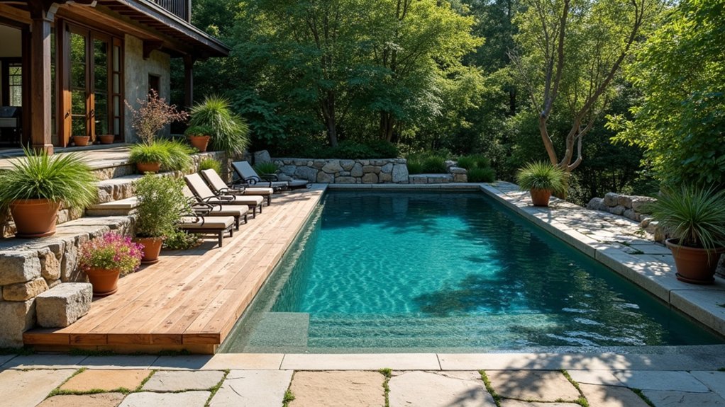 18 Above Ground Pool Ideas That Don’t Compromise on Style timeless rustic natural stone