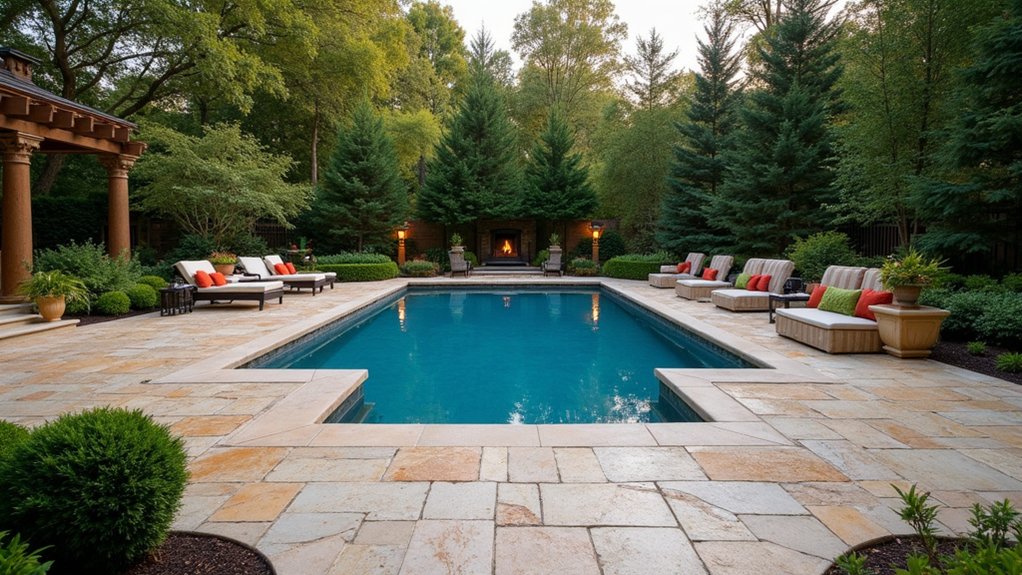 23 Beautiful Pool Deck Ideas Inground Pavers for a Polished Look timeless travertine pool elegance