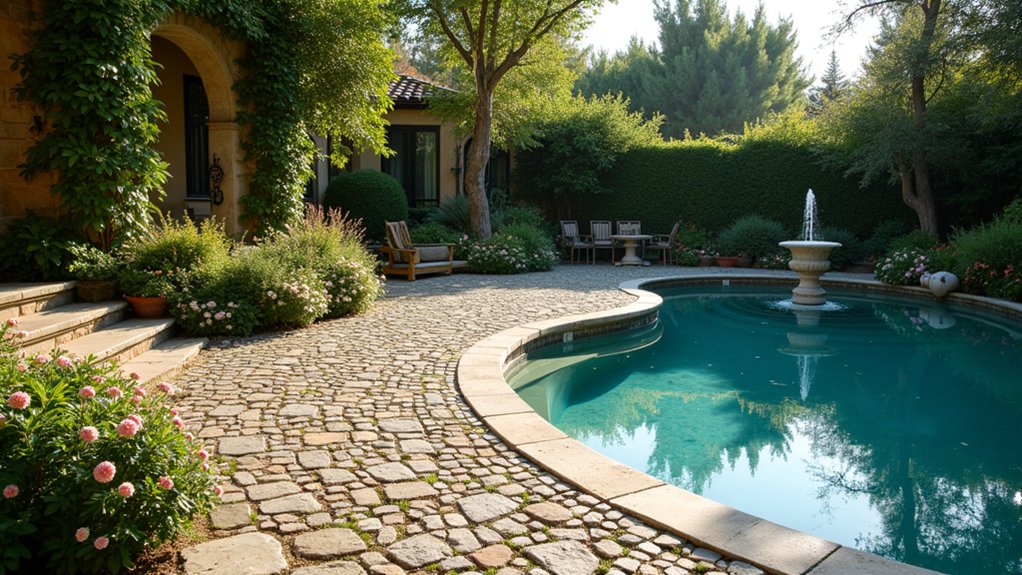 23 Smart Pool Landscaping With Pavers That Upgrade Your Walkways timeless vintage cobblestone charm