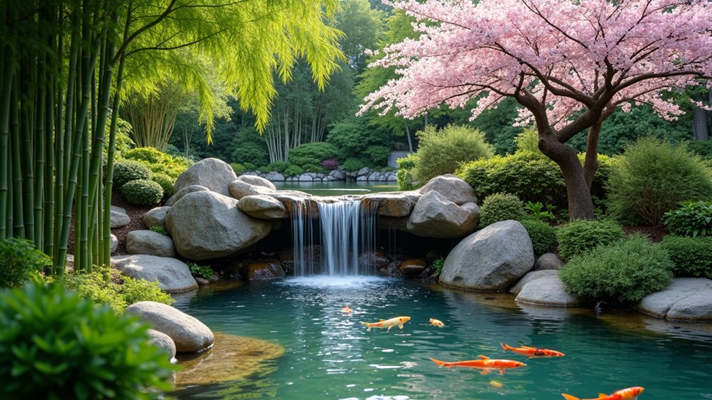 23 Dreamy Pool Ideas With Waterfall Features to Wow Guests tranquil asian waterfall garden