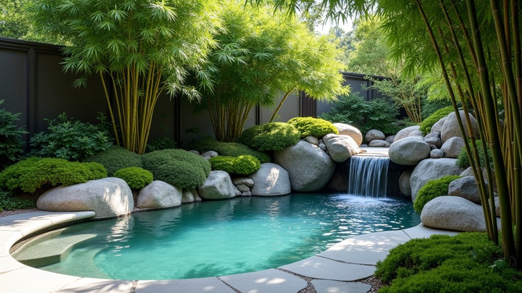 23 Fiberglass Pool Design Ideas That Are Built to Impress tranquil backyard oasis design