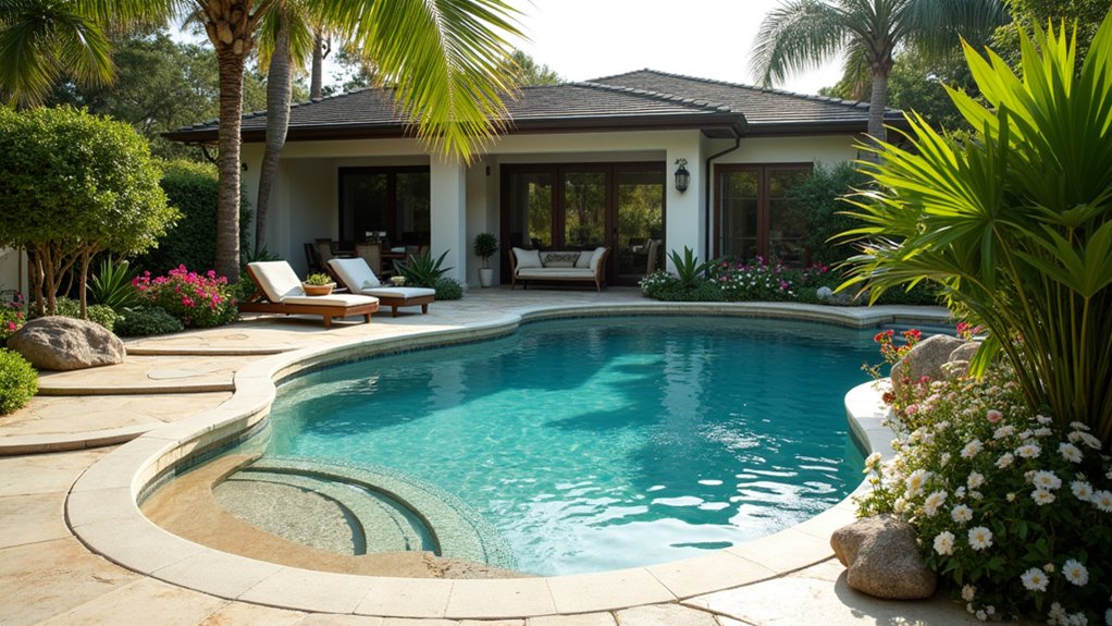23 Oval Pool Design Ideas That Flow Beautifully in Any Yard tranquil beach entry oasis