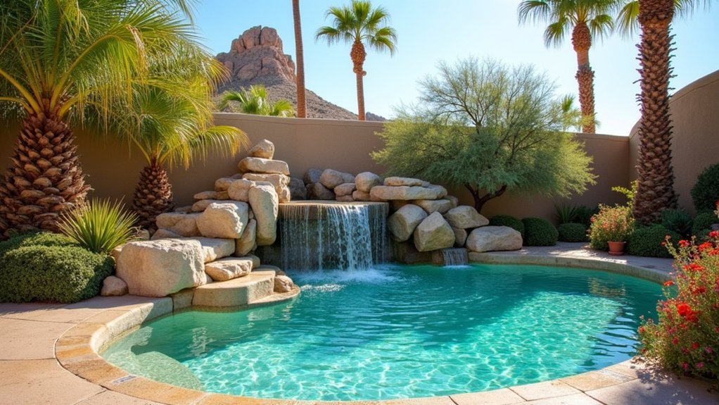 23 Dreamy Pool Ideas With Waterfall Features to Wow Guests tranquil desert oasis retreat