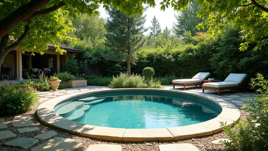 20 Round Pool Design Ideas for a Soft, Inviting Look tranquil garden pool retreat
