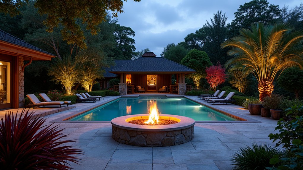 15 Pool Design Ideas With Fire Pit Accents for Cozy Nights tranquil garden pool retreat