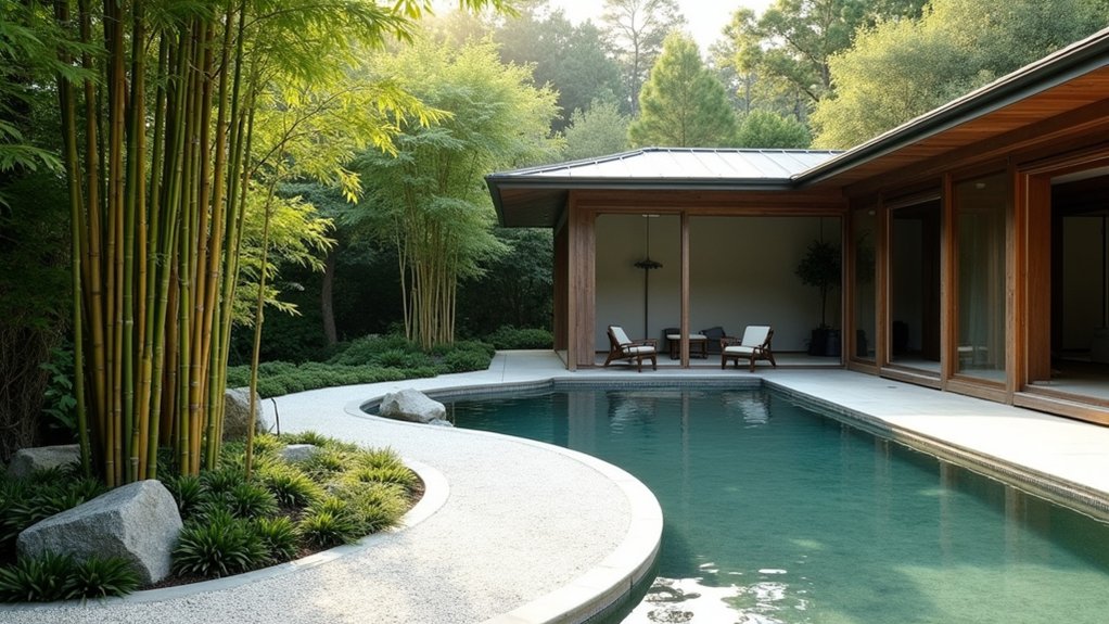 18 Beautiful Pool Landscaping Ideas to Refresh Your Outdoor Space tranquil gravel retreat oasis
