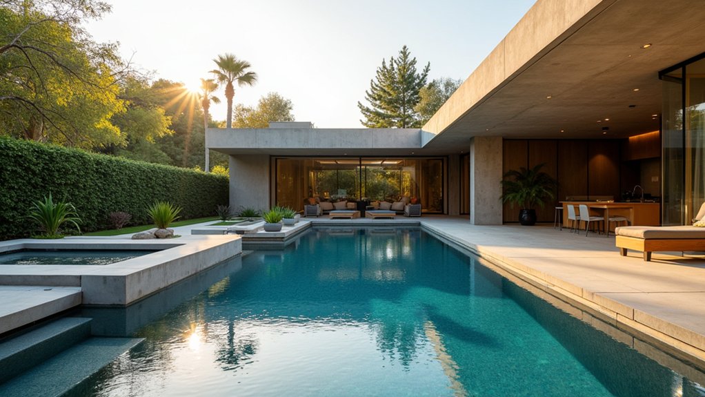 23 Concrete Pool Design Ideas That Blend Form and Function tranquil integrated spa experience