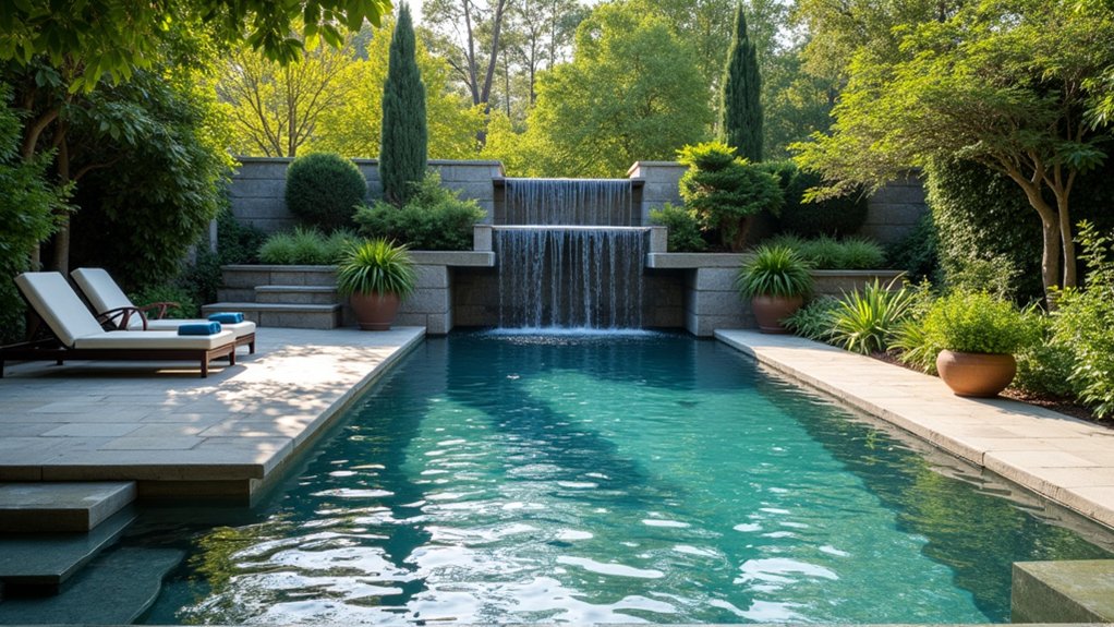 23 Smart Pool Design Concepts to Plan the Perfect Space tranquil integrated waterfall feature