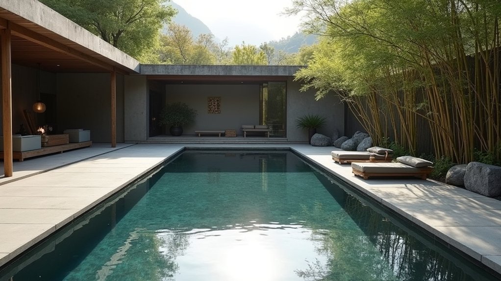 18 Rectangular Pool Design Ideas That Are Clean and Classic tranquil japanese pool design