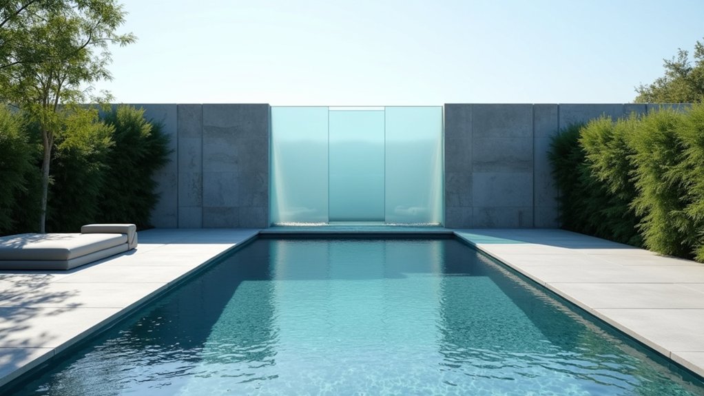20 Pool Design Ideas With Fountain Features That Add Flair tranquil minimalist water feature