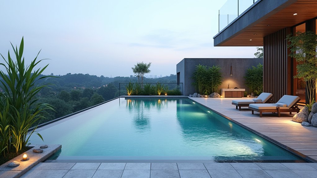 15 Rooftop Pool Design Ideas for Sky-High Luxury tranquil minimalist water retreat