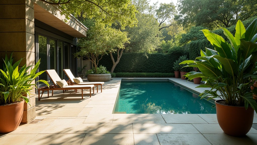 21 Fresh Pool Deck Color Ideas That Make a Statement tranquil nature inspired pool deck