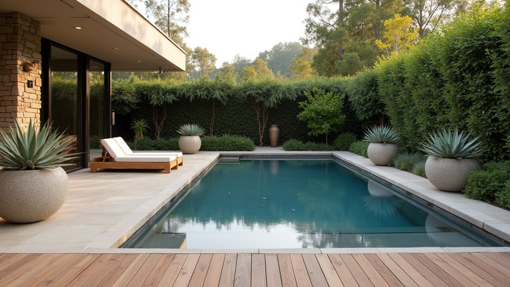 23 Modern Pool Landscaping Ideas That Redefine Backyard Design tranquil neutral color palette