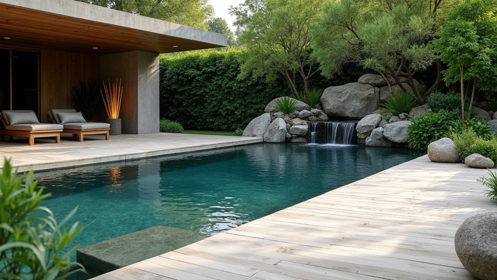 18 Sleek Pool Landscaping With Deck Ideas That Add Seamless Style tranquil oasis pool deck