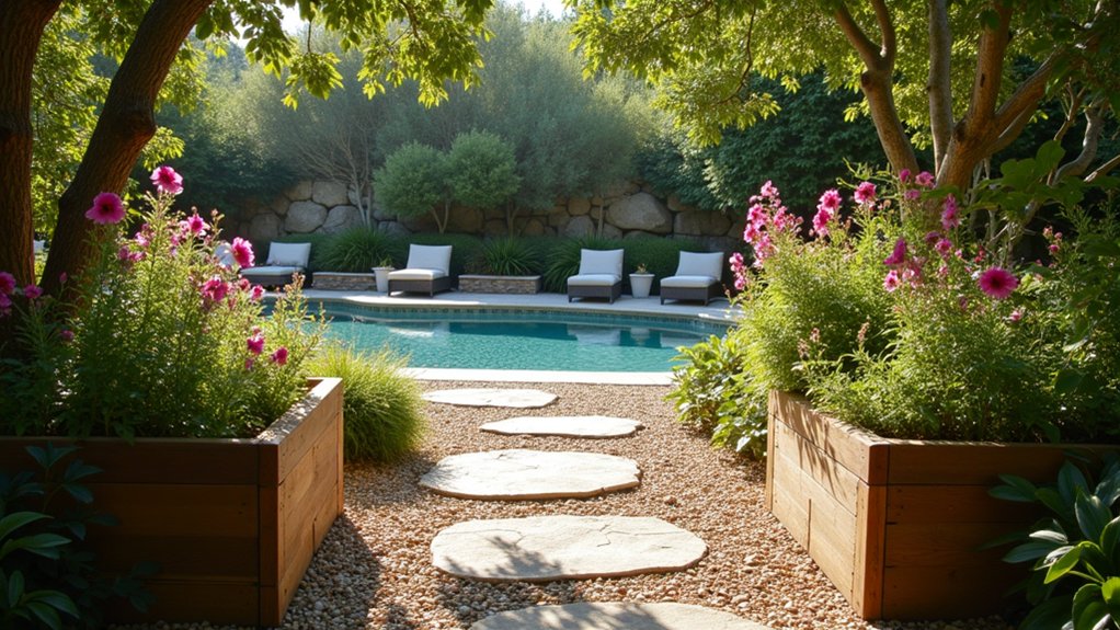 15 Rustic Pool Ideas for a Cozy Outdoor Escape tranquil pebble stone pathways