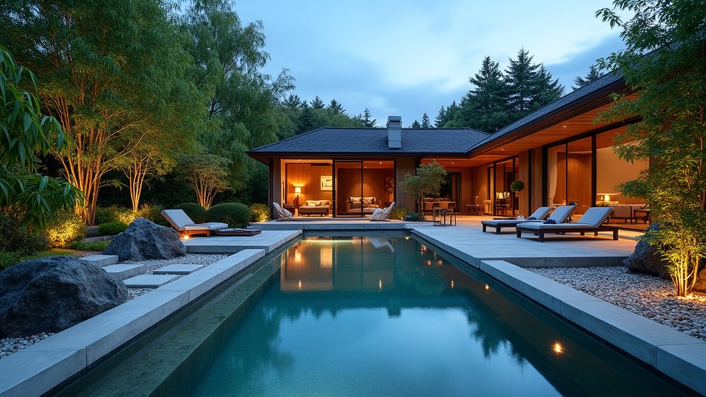 15 Lavish Luxury Pool Landscaping Ideas for a Resort-Level Experience tranquil poolside zen garden