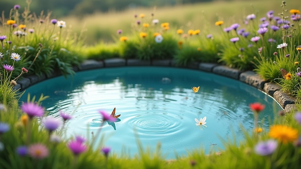 tranquil wildflower pool oasis