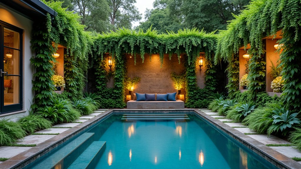 20 Clever Small Backyard Pool Landscaping Ideas That Maximize Space transform poolside with greenery