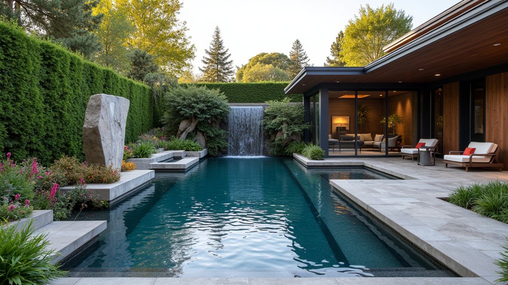 23 Modern Pool Landscaping Ideas That Redefine Backyard Design transform poolside with serenity